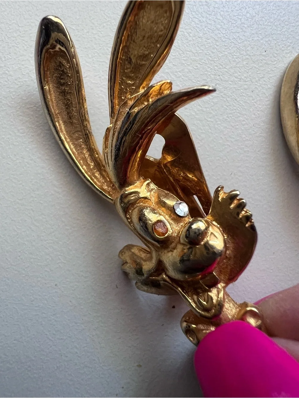 Vintage Wendy Gell Disney Amblin Gold Plated Roger Rabbit Brooch and Earrings